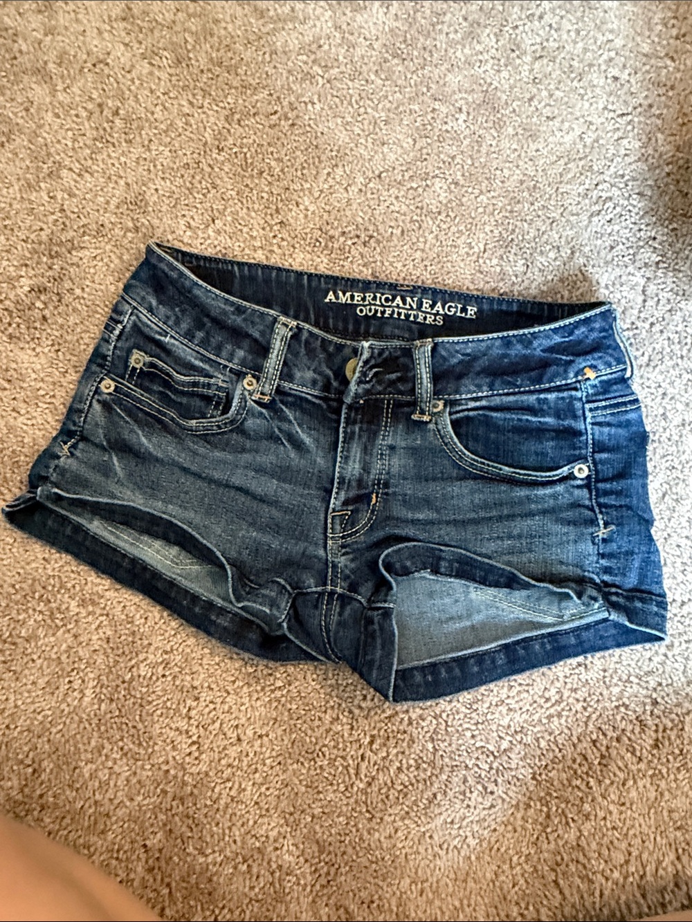 American Eagle Outfitters Dark Blue Denim Cutoff Shorts